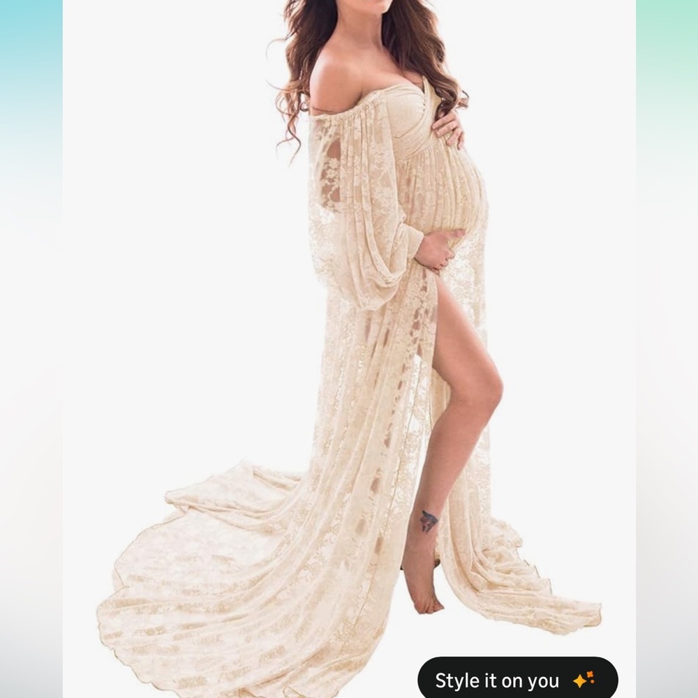 Cream Lace Maternity Dress
